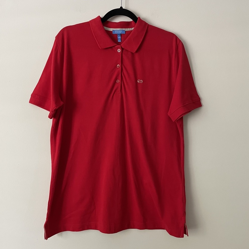 Escada Sport Mens Short Sleeve Polo Shirt Red Large‎ 100% Cotton Preppy Logo